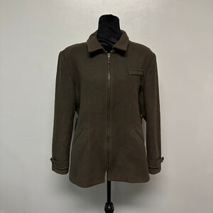 Women's Jonathan Michael Brown Wool Blend Pea Coat L full zip jacket